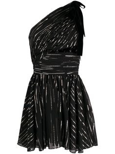 Saint Laurent платье на одно плечо с эффектом металлик