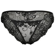 Le Cabaret Трусы трусики-танга низкой посадки с вышивкой и кружевами Шароль, размер 38-48, черный