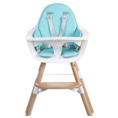 Стульчик для кормления Childhome Evolu ONE.80° с подушкой, Natural White/Neoprene Mint Blue