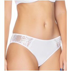 Lauma Трусы слипы средней посадки с кружевными вставками, размер 38, белый