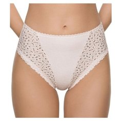 Lauma Трусы слипы высокой посадки с вставками из кружева, размер 56, серебристый пион