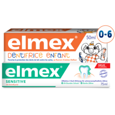 Набор зубных паст Elmex Детская от 1 до 6 лет, 50 мл + Сенситив Плюс для чувствительных зубов, 75 мл