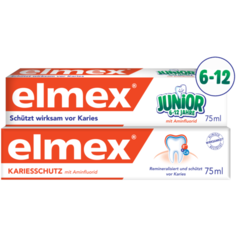 Набор зубных паст Elmex Детская Юниор от 6 до 12 лет, 75 мл + Защита от кариеса, 75 мл