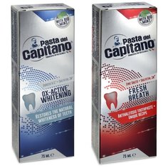 Набор зубных паст Pasta del Capitano Комплексное отбеливание по технологии Ox-Active, 75 мл + Свежее дыхание, 75 мл