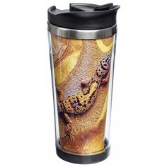 Термокружка Принтэссенция Хозяйка огня, 0.45 л черный/оранжевый