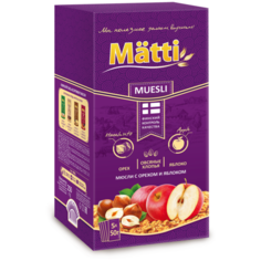 Мюсли Matti с орехом и яблоком, коробка, 5 шт./уп., 250 г