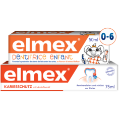 Набор зубных паст Elmex Детская от 1 до 6 лет, 50 мл + Защита от кариеса, 75 мл