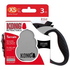 Поводок-рулетка для собак KONG Terrain XS серый 3 м 10 мм