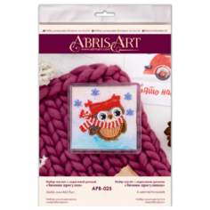 ABRIS ART Набор-магнит для вышивания бисером Зимняя прогулка 5.6 х 5.6 см (APB-025)