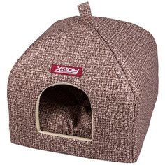 Домик для собак и кошек XODY Виг-Вам 2 флок Рогожка 39х39х45 см коричневый