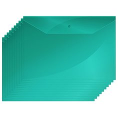OfficeSpace Папка-конверт на кнопке А4, пластик 150 мкм, 10 штук зеленый