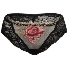 Le Cabaret Трусы слипы низкой посадки с вышивкой и кружевами Арелия, размер 40-46, черный/бордовый