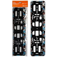 Рамка под номерной знак, камуфляж "Амёба", рамка-книжка, цвет син./сер./черн. Airline