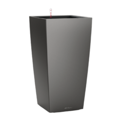 Кашпо LECHUZA Cubico 30 напольное с автополивом, 29.5 x 29.5 x 56.5 см антрацитовый металлик