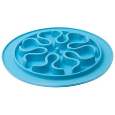 Миска ZooOne рельефная игровая Волны для медленного поедания корма голубой