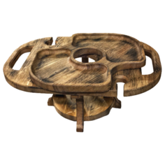 Поднос-столик Nord Bros на два бокала, обожженный дуб коричневый