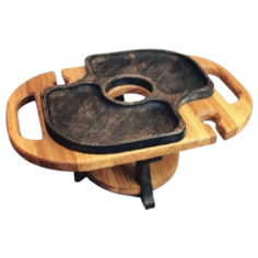 Поднос-столик Nord Bros на два бокала, дуб натуральный/черный