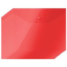 OfficeSpace Папка-конверт на кнопке А5, пластик 150 мкм, 10 шт красный