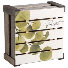 Коробка подарочная Дарите счастье Present 20 × 10 × 20 см белый/зеленый