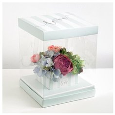 Коробка подарочная Дарите счастье для цветов With love 23 х 30 х 23 см серый
