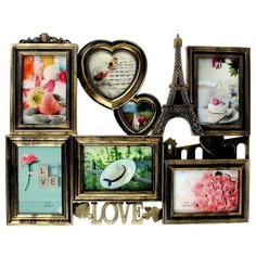 Фоторамка-коллаж Yiwu Youda Import and Export Любовь по-французски, на 7 фото 10х15 см, 11х11 см, 7х7 см бронза