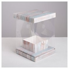 Коробка подарочная Дарите счастье Счастье 16 х 23 х 16 см розовый/голубой