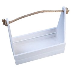 Кашпо Дарим красиво Таёжный с ручкой-верёвкой 30 х 30 х 14 см белый