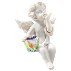 Статуэтка Yiwu Zhousima Crafts Ангел с переливающимся сердцем, 6.2 см белый