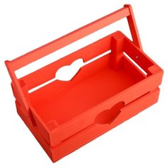 Кашпо Дарим красиво Двушка Лайт Сердце с ручкой 24,5 х 13,5 х 9 см красный