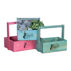 Ящик Дарите счастье набор 3 в 1 с ручкой, с лазерной резкой Весенний праздник 30 х 21 х 9,5 см розовый/зеленый/голубой