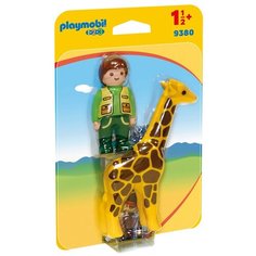 Конструктор Playmobil 1-2-3 9380 Смотритель зоопарка с жирафом