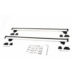 комплект дуг и опор AMOS Alfa на рейлинги для УАЗ Patriot 3163 (2005 - н.в.), 1.4 м серебристый/черный Амос