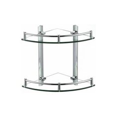 S-003021 Savol Полка стеклянная угловая, двойная,латунная.хром