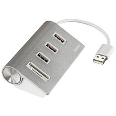USB-концентратор HAMA Aluminium (00054142), разъемов: 3, серебристый