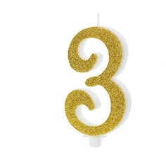 Свеча праздничная Party Deco 3 золотая 10см