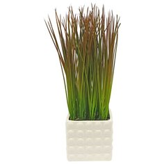 Gerard de ros Трава искусственная в керамическом кашпо Квадрат 45 см (16-495) светло-коричневый/белый