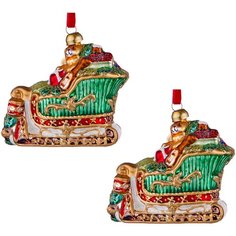 Набор елочных игрушек KARLSBACH Санки с подарками 07235, красно-зеленый, 2 шт.