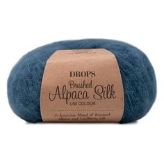 Пряжа DROPS Brushed Alpaca Silk, 77 % альпака, 23 % шелк, 25 г, 140 м, 4 шт., 25 steel blue