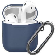 Чехол Deppa для AirPods с карабином blue