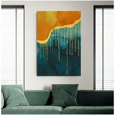 Современная картина для интерьера в гостиную/зал/спальню "Скандинавский оранжевый", натуральный холст на подрамнике, 60х80 см КартинуМне!