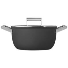 Кастрюля с двумя ручками и крышкой 24 см, Чёрная Smeg CKFC2411BLM