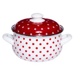 Кастрюля Интерос Горошек, 4 л, белый/красный