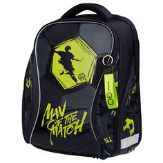 Berlingo Ранец Nova Best player, серый/черный/салатовый