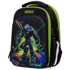 Berlingo Ранец Transformer, черный/салатовый