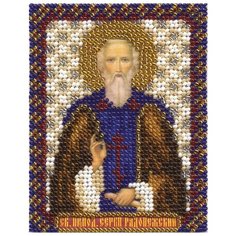 PANNA Набор для вышивания бисером Икона Святого Преподобного Сергия Радонежского 8.5 x 10.5 см (CM-1303)