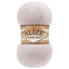 Пряжа Alize Angora Gold однотонная, 20 % шерсть, 80 % акрил, 100 г, 550 м, 168 белая зима