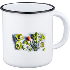 Appetite Кружка Свежая зелень эмалированная 1л белый/зеленый