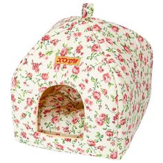 Домик для собак и кошек XODY Виг-Вам 1 хлопок Нежность 33х33х42 см белый/розовый