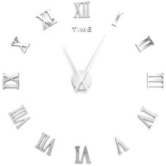 Часы настенные кварцевые 3D Decor Rome Wall Standart 100 см серебро