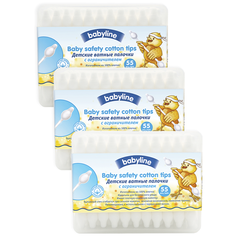 Ватные палочки Baby Line детские с ограничителем, 55 шт., 3 уп.